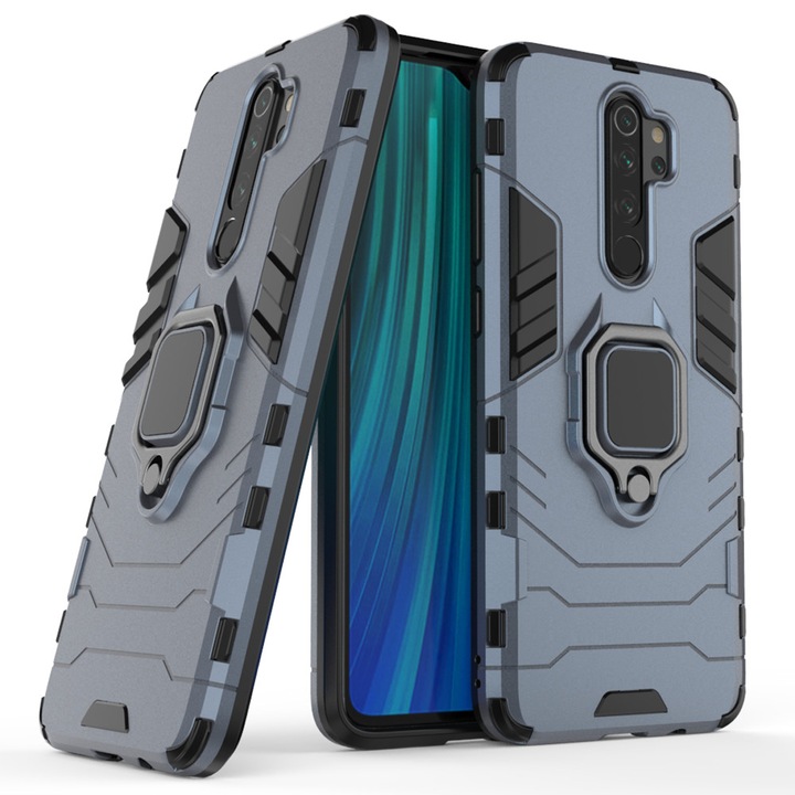 Калъф за телефон Ring Armor Case Kickstand Tough Rugged за Xiaomi Redmi Note 8 Pro, син