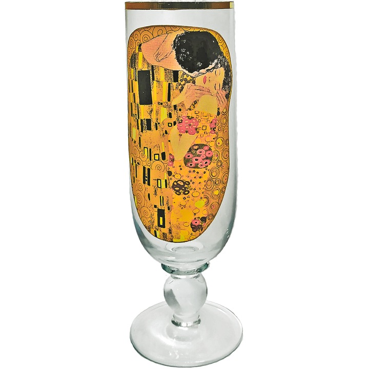 Чаша SmartDecor 62531, Стъкло, Целувката, Златен кант, 360 мл