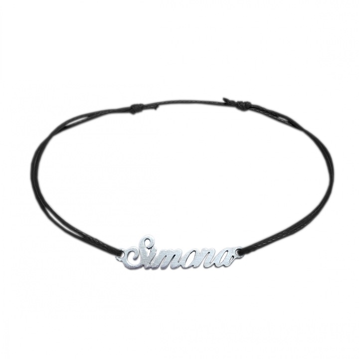 Bratara din snur personalizata cu nume SIMONA din argint reglabila 9406100 Dras