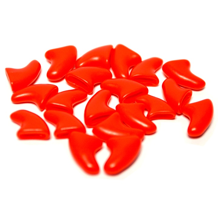 Комплект 20 котешки силиконови нокти, модел Simple Red, размер XS