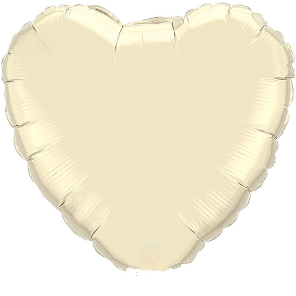 Balon folie Pearl Ivory metalizat in forma de inima - 45 cm, Qualatex 99347, 1 buc