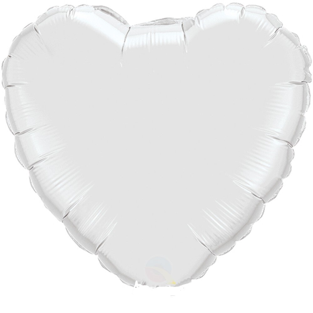 Balon folie alb metalizat in forma de inima - 45 cm, Qualatex 23762, 1 buc
