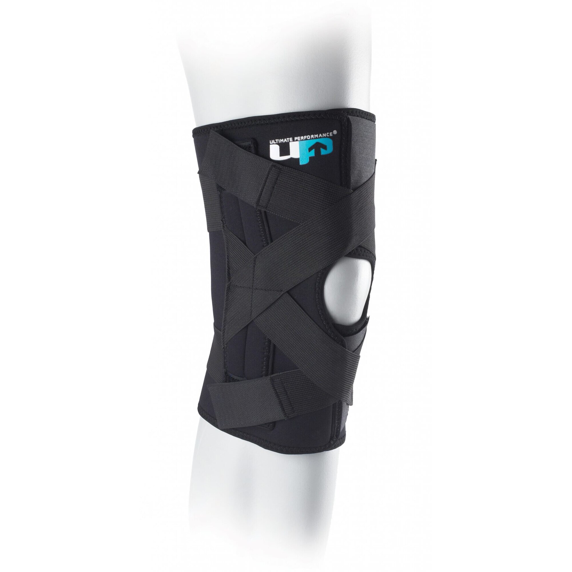 Orteza pentru genunchi cu benzi elastice incrucisate ULTIMATE PERFORMANCE, marimea XL, negru
