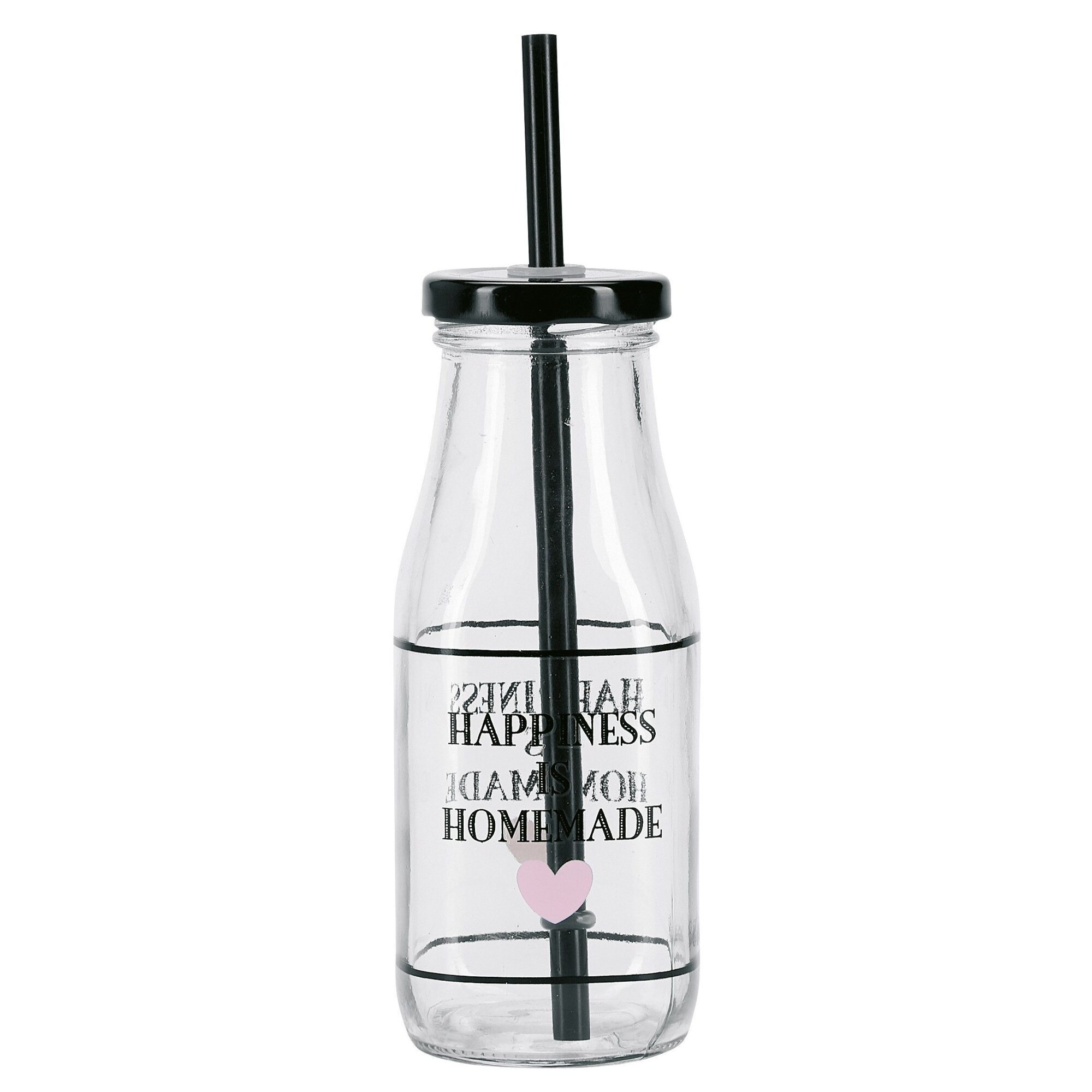 Sticla cu pai Happiness , 320 ml - Negru