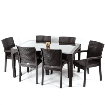 Set mobilier gradina/terasa, olympya , masa cu 6 scaune, maro Set mobilier gradina/terasa, olympya , masa cu 6 scaune, maro