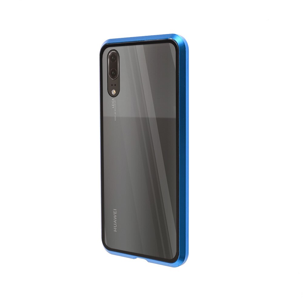 Carcasa magnetica pentru Huawei P20, Sticla, 360 °, Albastru