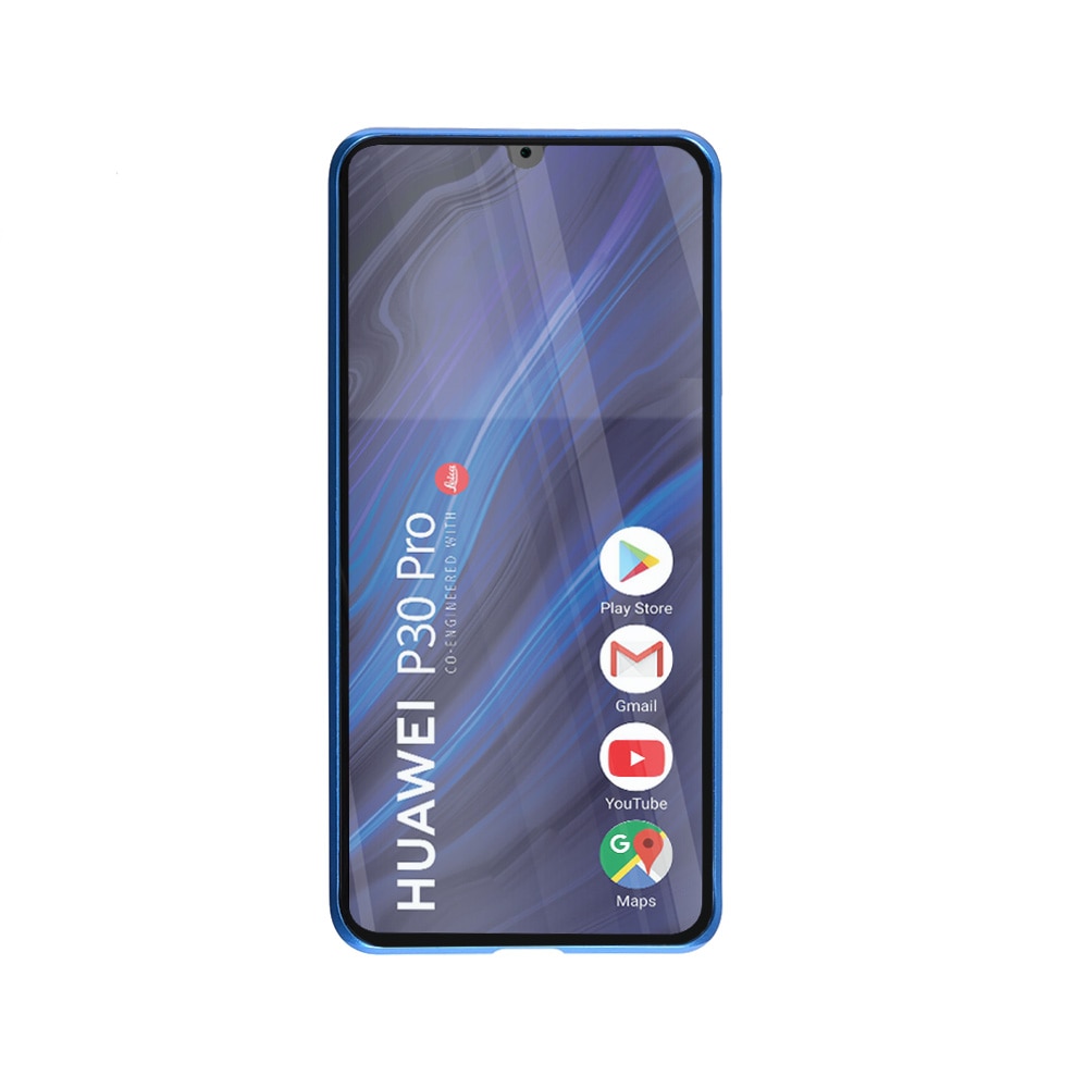 Carcasa magnetica pentru Huawei P30 Pro, Sticla, 360 °, Albastru