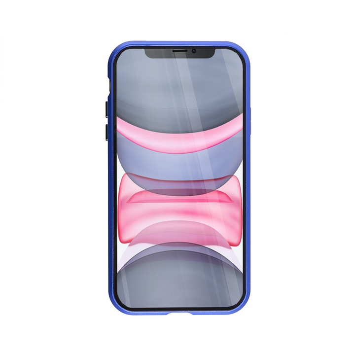 Алуминиев 360-градусов кейс Fashion Case за iPhone 11, Магнитен, 2 Стъкла, Син