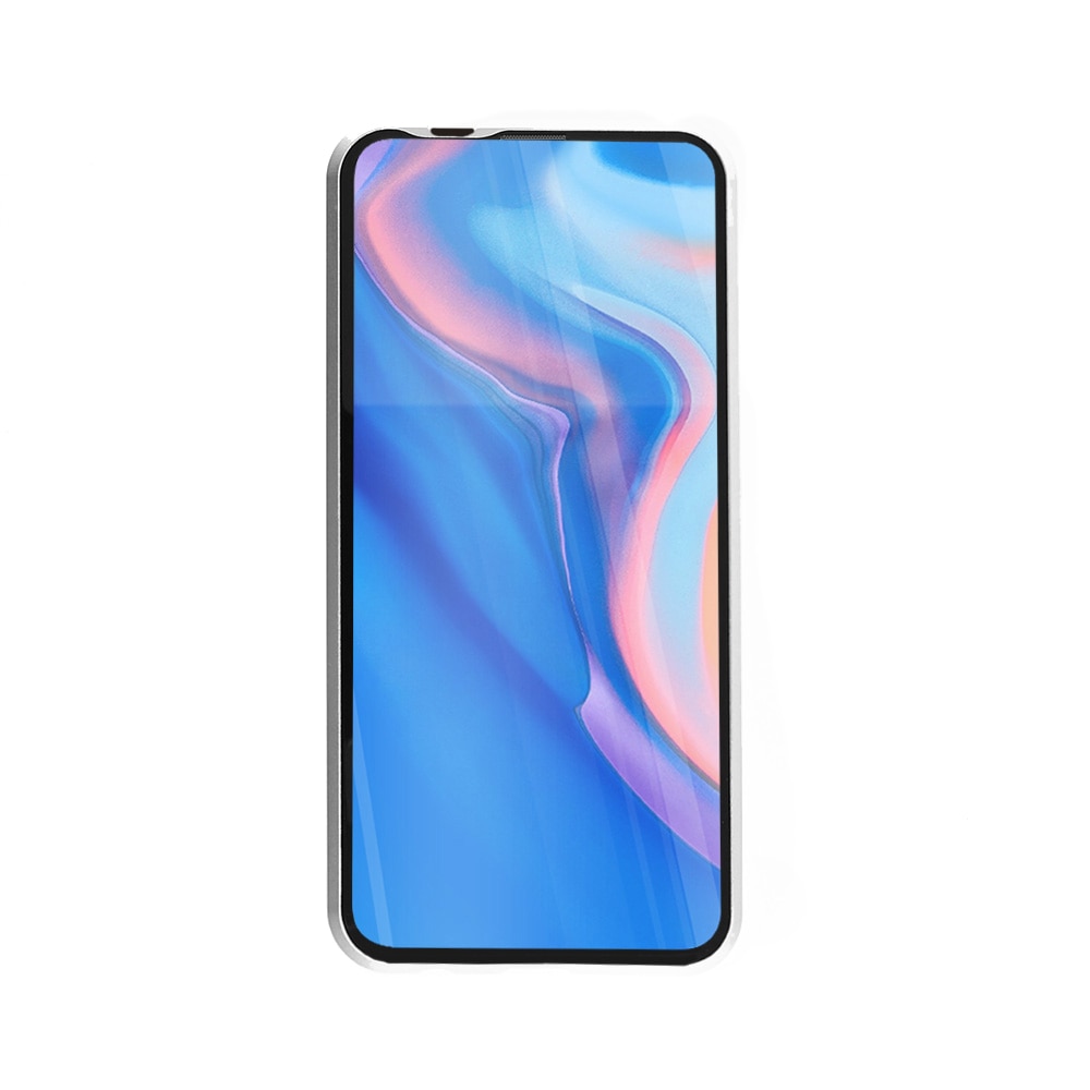 Husa magnetica 360° pentru Huawei P Smart Z, Fashion Case, Aluminiu/Sticla, Argintiu