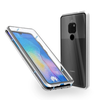 Husa magnetica 360° Huawei Mate 20 Fashion Case, Aluminiu/Sticla, Argintiu Husa magnetica 360° Huawei Mate 20 Fashion Case, Aluminiu/Sticla, Argintiu