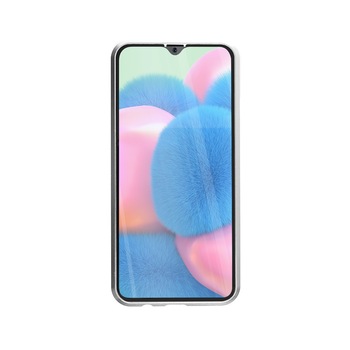 Husa magnetica 360° pentru Samsung A30s, Fashion Case, Aluminiu/Sticla, Argintiu Husa magnetica 360° pentru Samsung A30s, Fashion Case, Aluminiu/Sticla, Argintiu