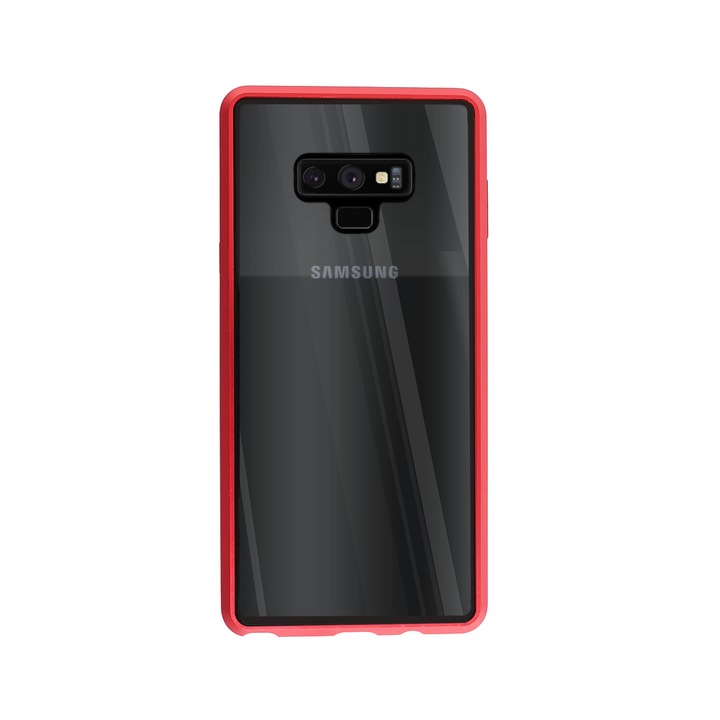 Магнитен Кейс за Samsung Galaxy Note 9, Стъклен гръб, Червен