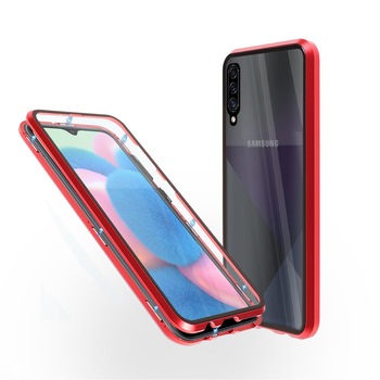 Carcasa magnetica pentru Samsung A30S Sticla, 360 °, Rosu Carcasa magnetica pentru Samsung A30S Sticla, 360 °, Rosu