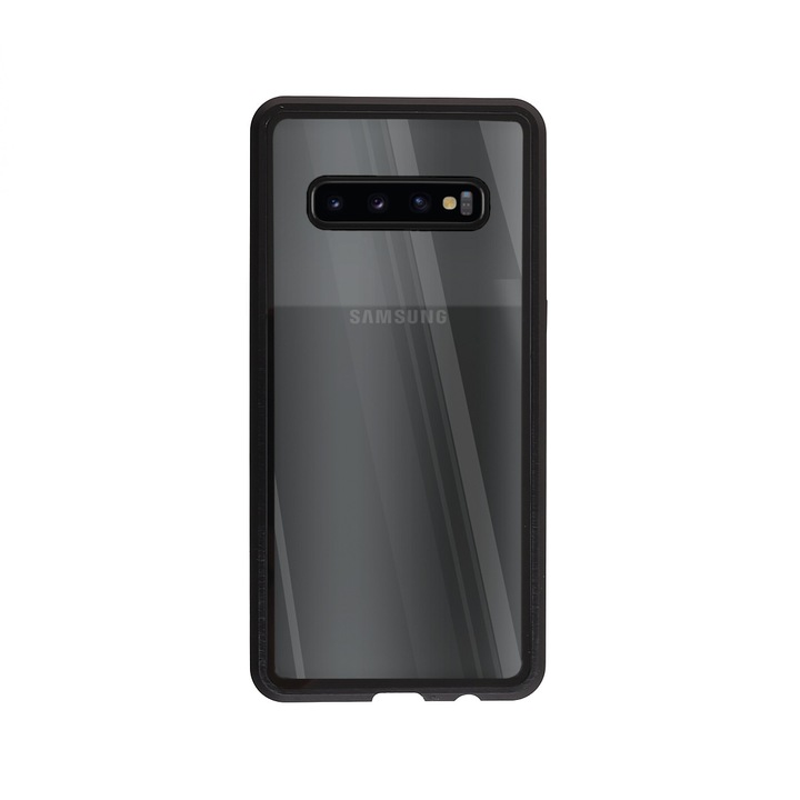 Магнитен Кейс за Samsung Galaxy S10 Plus, Стъклен гръб, Черен