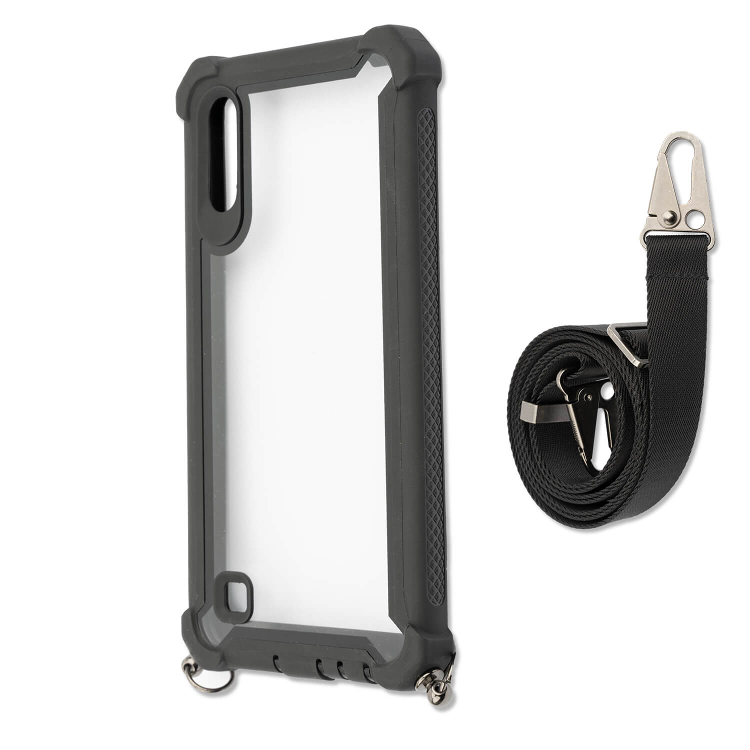 Carcasa hibrida anti socuri pentru Samsung Galaxy A10 , 4smarts Sling Downtown, negru-transparent