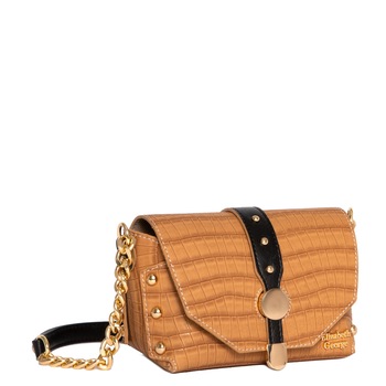 Geanta de umar pentru femei Elizabeth George, Maggie, 16.5x8x11 cm, Bej/Negru Geanta de umar pentru femei Elizabeth George, Maggie, 16.5x8x11 cm, Bej/Negru
