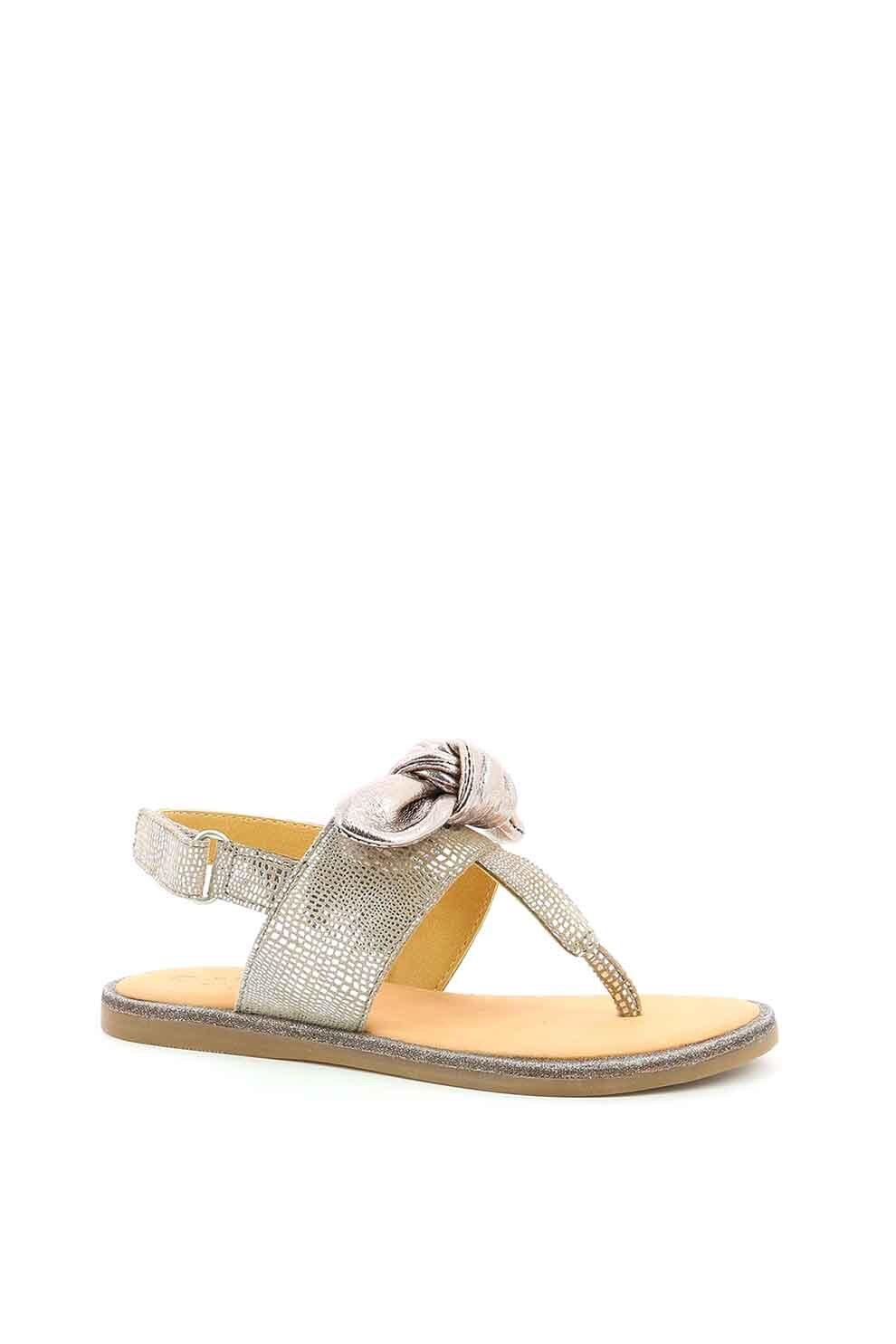 Mod8 kids, Sandale slingback de piele, fete, cu aplicatie cu funda, Argintiu