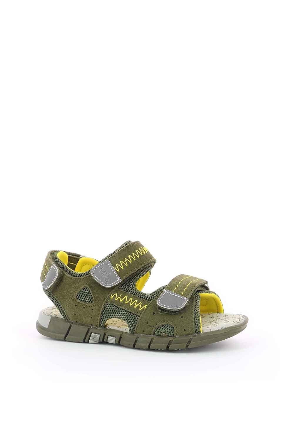 Mod8 kids, Sandale de piele intoarsa, cu insertii de plasa, unisex, cu velcro, Verde