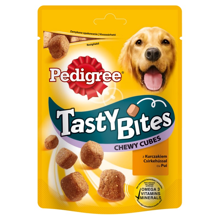 Награда за кучета Pedigree TastyBites, Гумени кубчета, 130 гр