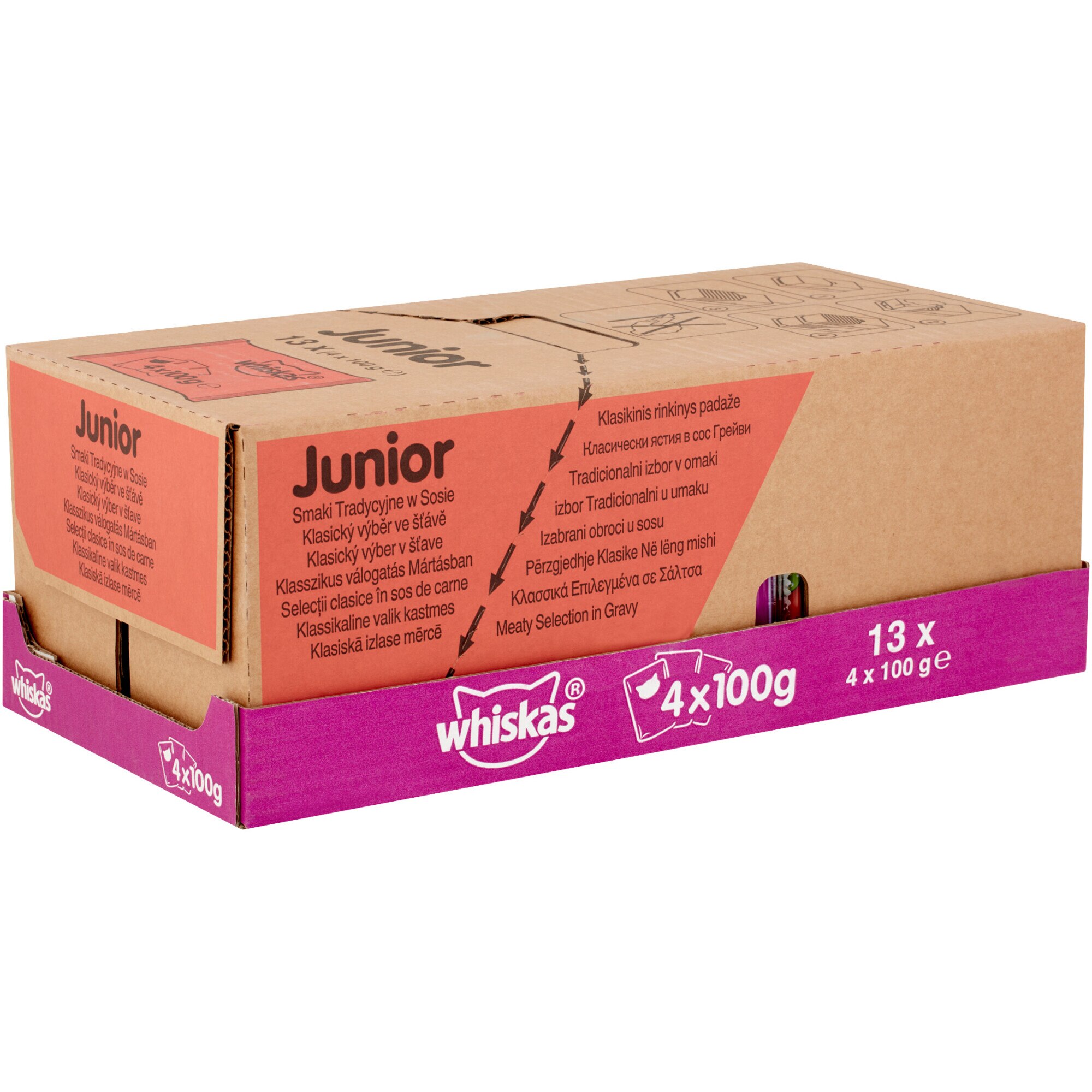Whiskas Junior 4 pack alutasakos húsos válogatásban, 52x100g eMAG.hu