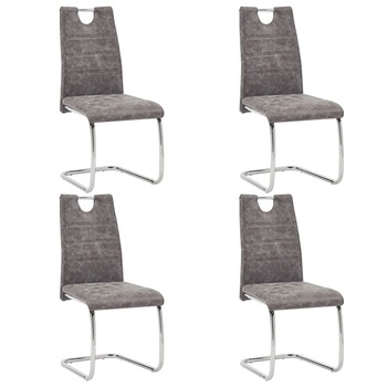 Set 4 scaune bucatarie, vidaXL, Piele ecologica/Metal, 44,5 x 53 x 96 cm, Maro