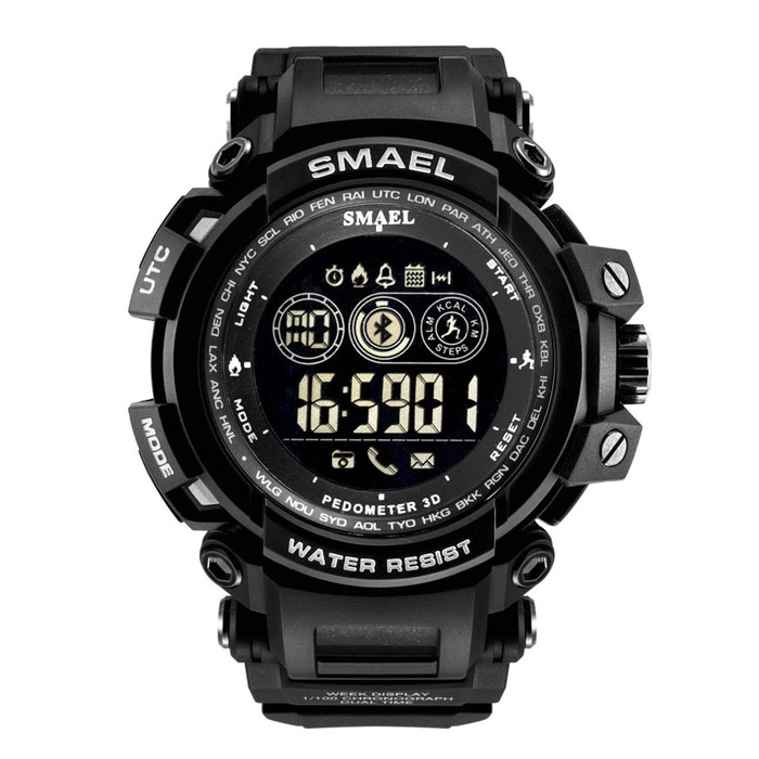 Ceas SMAEL Unisex Quartz Sport Negru, PN999194NU, curea din silicon, afisaj Digital