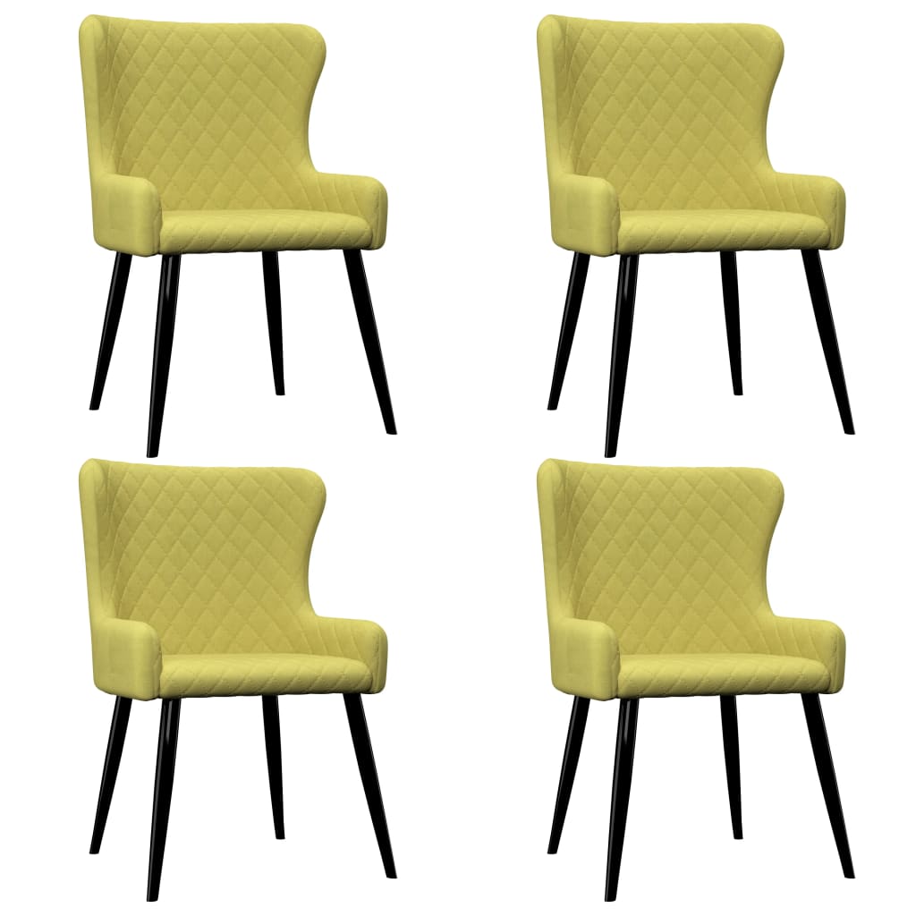 Set 4 scaune bucatarie, vidaXL, Textil/Otel, 60 x 55 x 84 cm, Verde