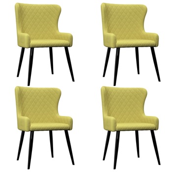 Set 4 scaune bucatarie, vidaXL, Textil/Otel, 60 x 55 x 84 cm, Verde