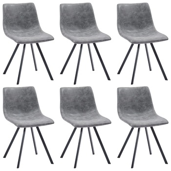 Set de 6 scaune de bucatarie, vidaXL, Gri deschis, 46 x 58 x 81cm Set de 6 scaune de bucatarie, vidaXL, Gri deschis, 46 x 58 x 81cm