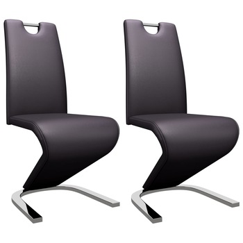 Set 2 scaune bucatarie / living, vidaXL, model zig-zag, Maro, 45 x 62 x 102 cm
