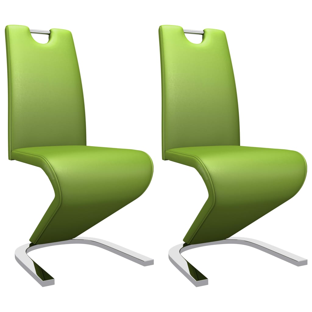 Set 2 scaune bucatarie / living, vidaXL, model zig-zag, Verde, 45 x 62 x 102cm