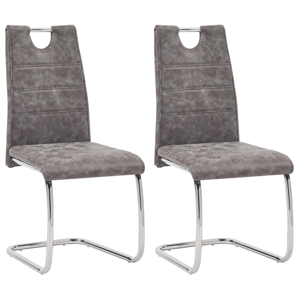 Set 2 scaune bucatarie, vidaXL, Piele ecologica/Metal, 44,5 x 53 x 96 cm, Maro