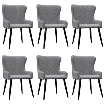 Set 6 scaune de bucatarie vidaXL, Tesatura,60 x 55 x 84 cm, Gri Set 6 scaune de bucatarie vidaXL, Tesatura,60 x 55 x 84 cm, Gri
