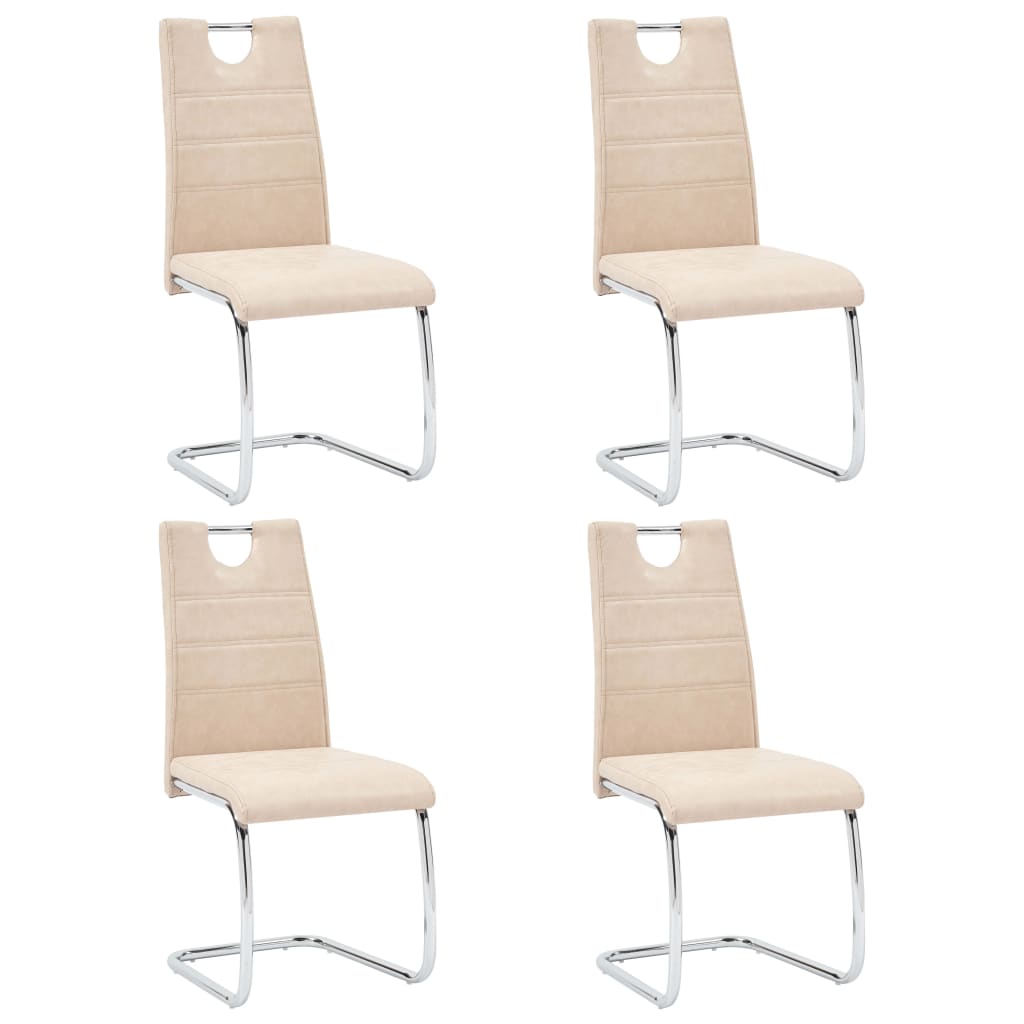 Set 4 scaune bucatarie, vidaXL, Piele ecologica/Metal, 44,5 x 53 x 96 cm, Crem