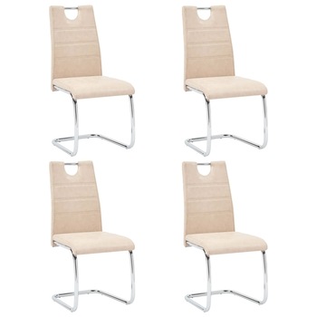 Set 4 scaune bucatarie, vidaXL, Piele ecologica/Metal, 44,5 x 53 x 96 cm, Crem
