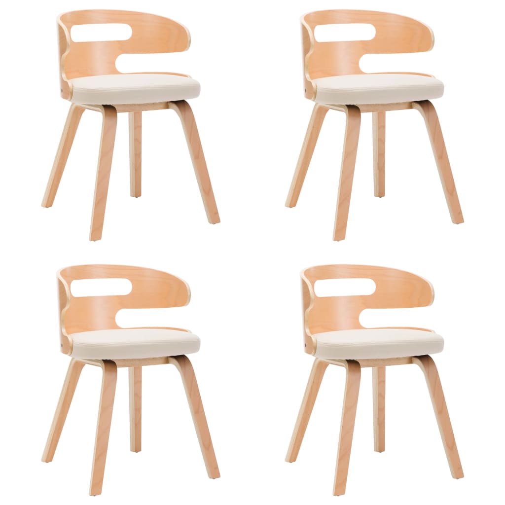 Set de 4 scaune de bucatarie, vidaXL, Crem, Lemn curbat, 48 x 49 x 68cm