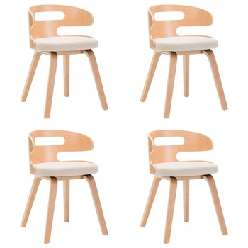 Set de 4 scaune de bucatarie, vidaXL, Crem, Lemn curbat, 48 x 49 x 68cm Set de 4 scaune de bucatarie, vidaXL, Crem, Lemn curbat, 48 x 49 x 68cm