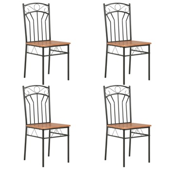 Set 4 scaune bucatarie, vidaXL, MDF/Otel, 40 x 48 x 86 cm, Maro Set 4 scaune bucatarie, vidaXL, MDF/Otel, 40 x 48 x 86 cm, Maro