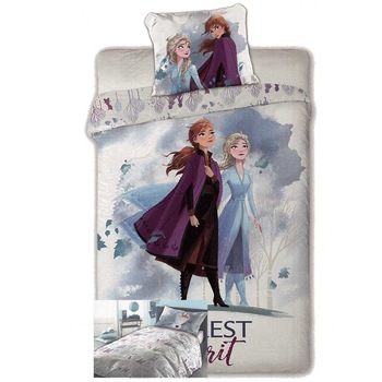 Lenjerie de pat copii, bumbac, Frozen 2, 2 piese 140×200cm Lenjerie de pat copii, bumbac, Frozen 2, 2 piese 140×200cm