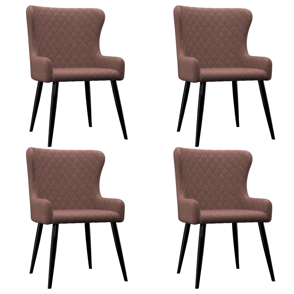Set 4 scaune de bucatarie vidaXL, Tesatura,60 x 55 x 84 cm, Maro
