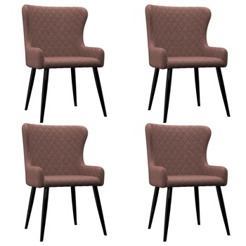 Set 4 scaune de bucatarie vidaXL, Tesatura,60 x 55 x 84 cm, Maro Set 4 scaune de bucatarie vidaXL, Tesatura,60 x 55 x 84 cm, Maro