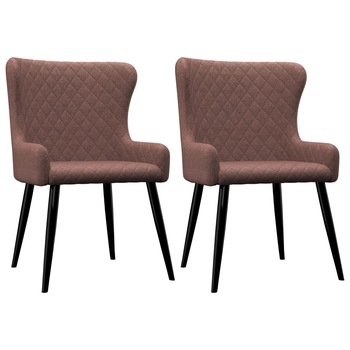 Set 2 scaune bucatarie, vidaXL, Catifea/Metal, 60 x 55 x 84 cm, Maro
