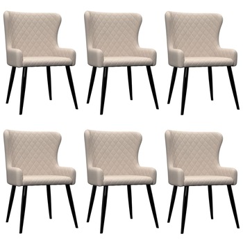 Set 6 scaune de bucatarie vidaXL, Tesatura, 60 x 55 x 84 cm, Crem Set 6 scaune de bucatarie vidaXL, Tesatura, 60 x 55 x 84 cm, Crem