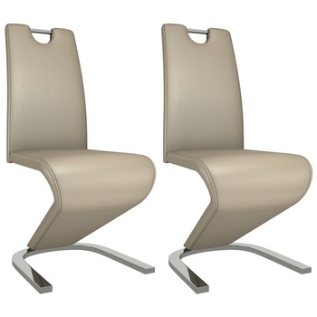 Set 2 scaune bucatarie / living, vidaXL, model zig-zag, Bej, 45 x 62 x 102 cm Set 2 scaune bucatarie / living, vidaXL, model zig-zag, Bej, 45 x 62 x 102 cm