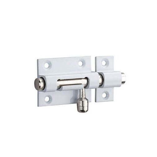 Zavor usa mobilier, aplicat, 40 mm, bolt rotund Ø 8 mm, alama, alb lacuit