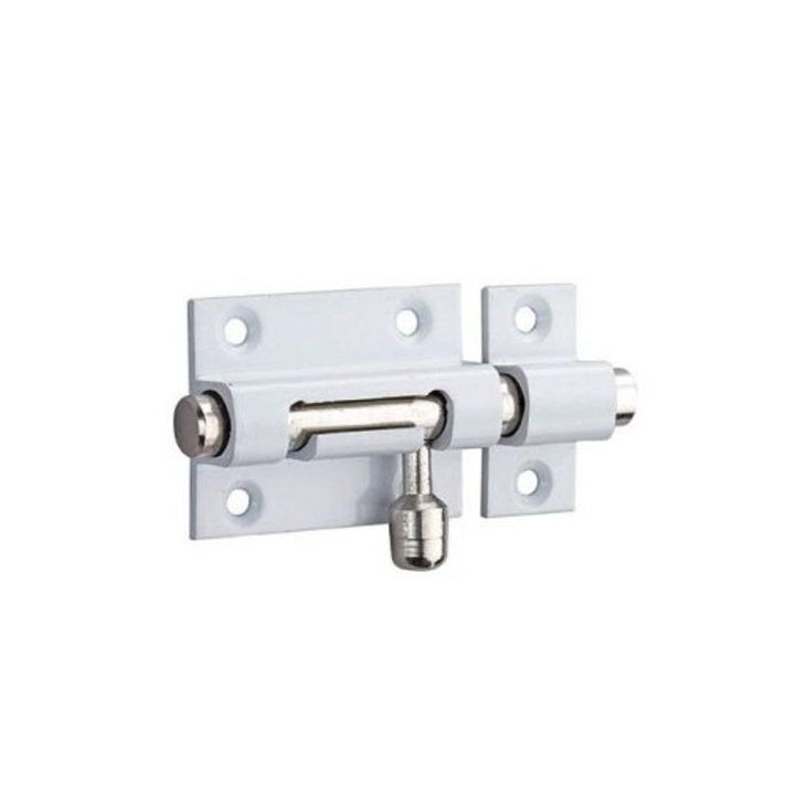 Zavor usa mobilier, aplicat, 40 mm, bolt rotund Ø 8 mm, alama, alb lacuit
