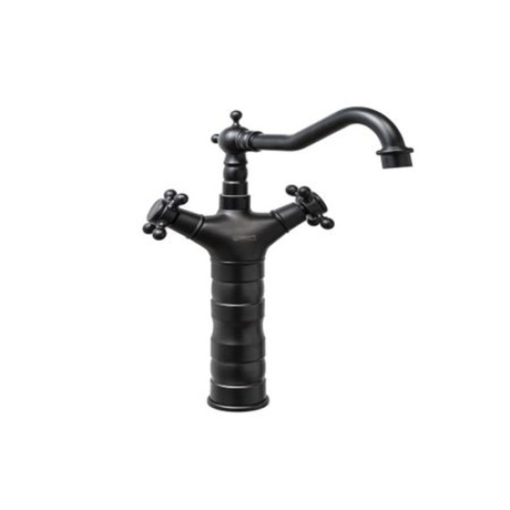 Mosdócsap, munkalapra szerelt, antik fekete TRENDY S