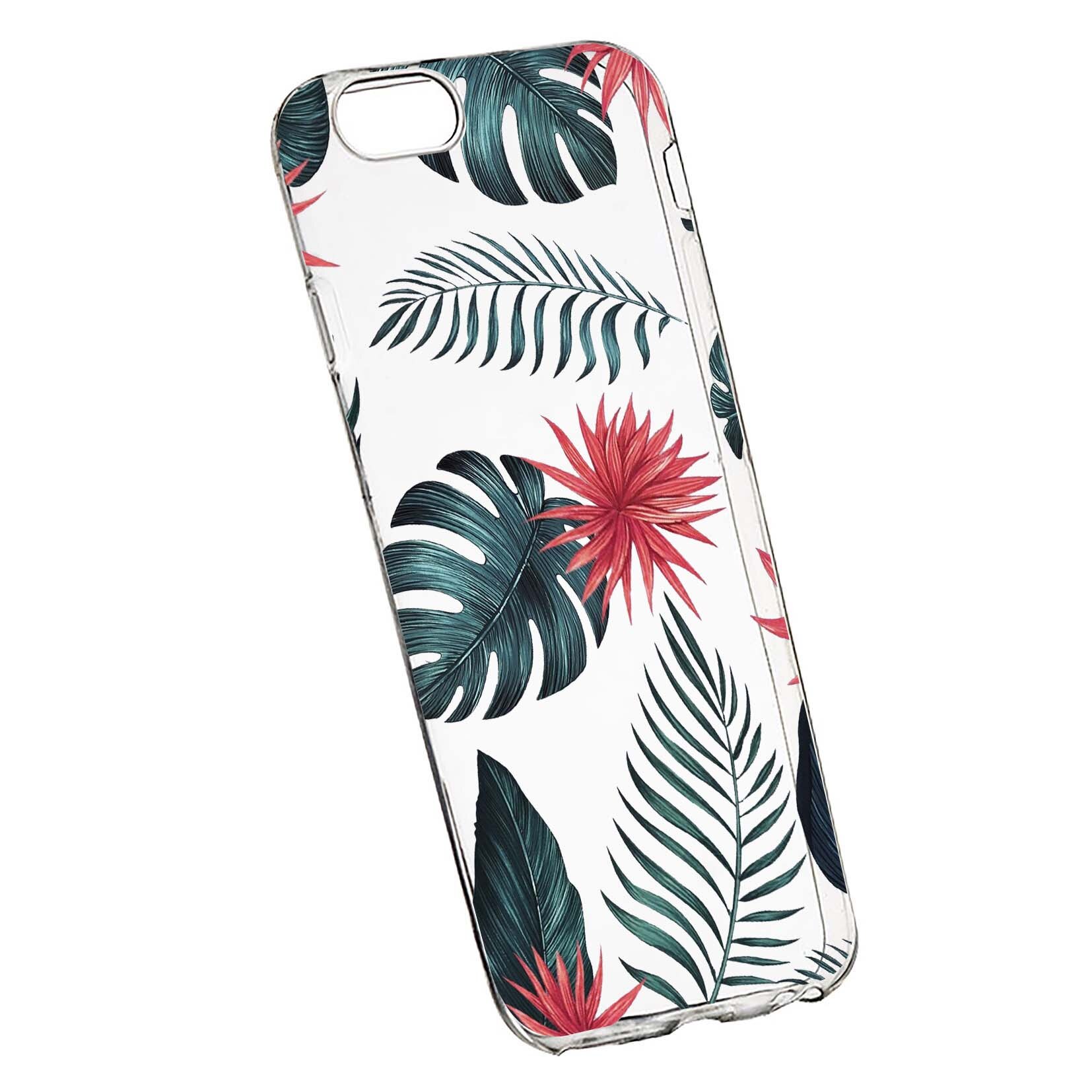 Husa de protectie, Flori tropicale, pentru Apple iPhone 6 Plus / 6S Plus, rezistenta la uzura, anti-alunecare, din silicon Premium, 497