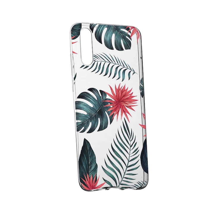 Husa de protectie, Flori tropicale, pentru Samsung Galaxy A70 / Galaxy A70S, rezistenta la uzura, anti-alunecare, din silicon Premium, 497