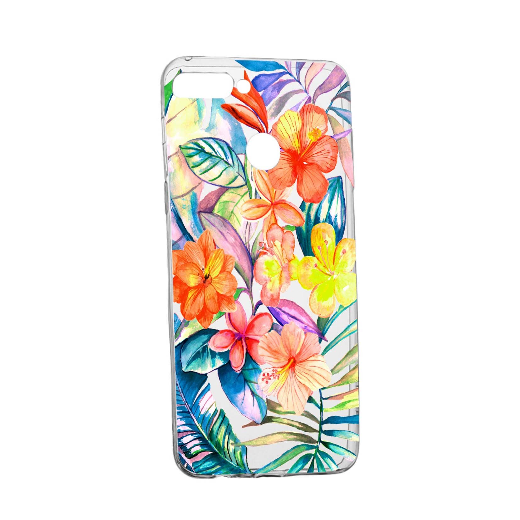 Husa de protectie, Flori tropicale, pentru Xiaomi Mi8 Lite, rezistenta la uzura, anti-alunecare, din silicon Premium, 498